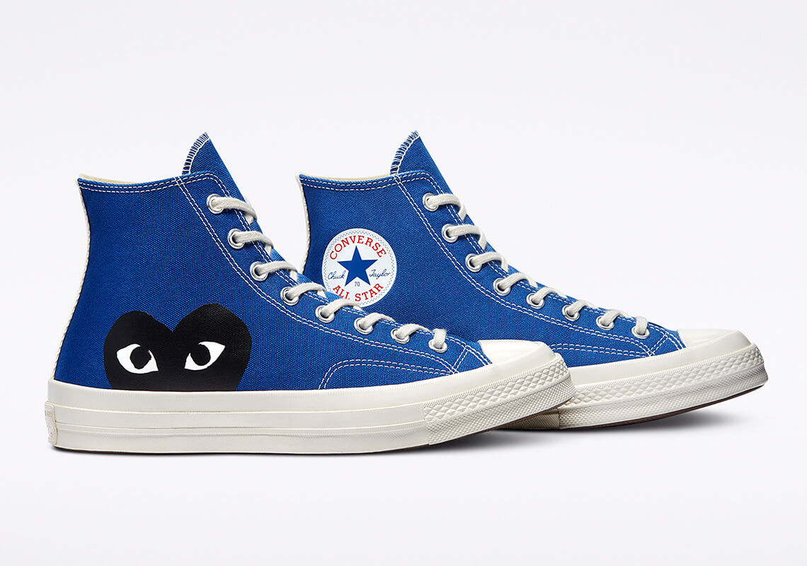 zapatillas Converse x Comme des Garçons cdg PLAY Chuck 70 ‘Blue Quartz’ y ‘Steel Grey’