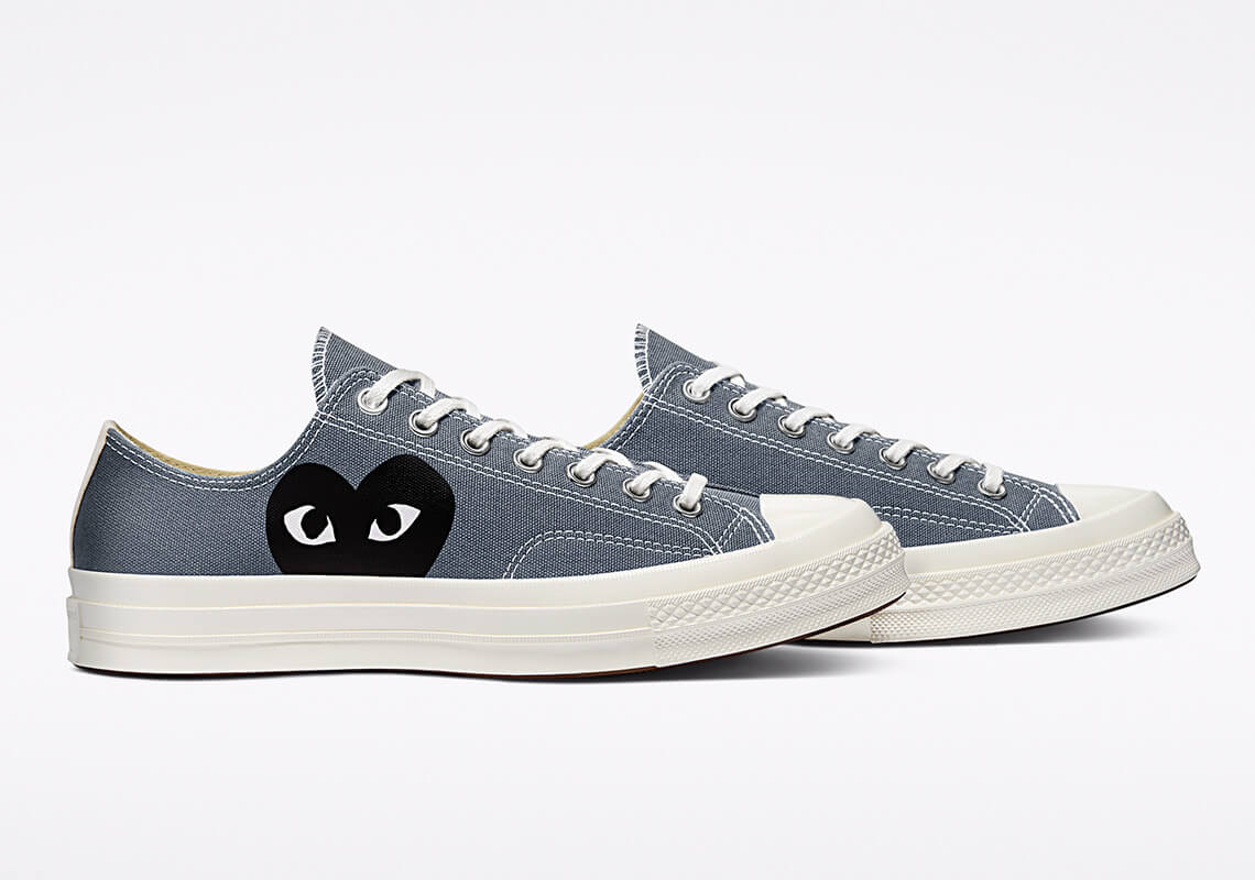 zapatillas Converse x Comme des Garçons cdg PLAY Chuck 70 ‘Blue Quartz’ y ‘Steel Grey’