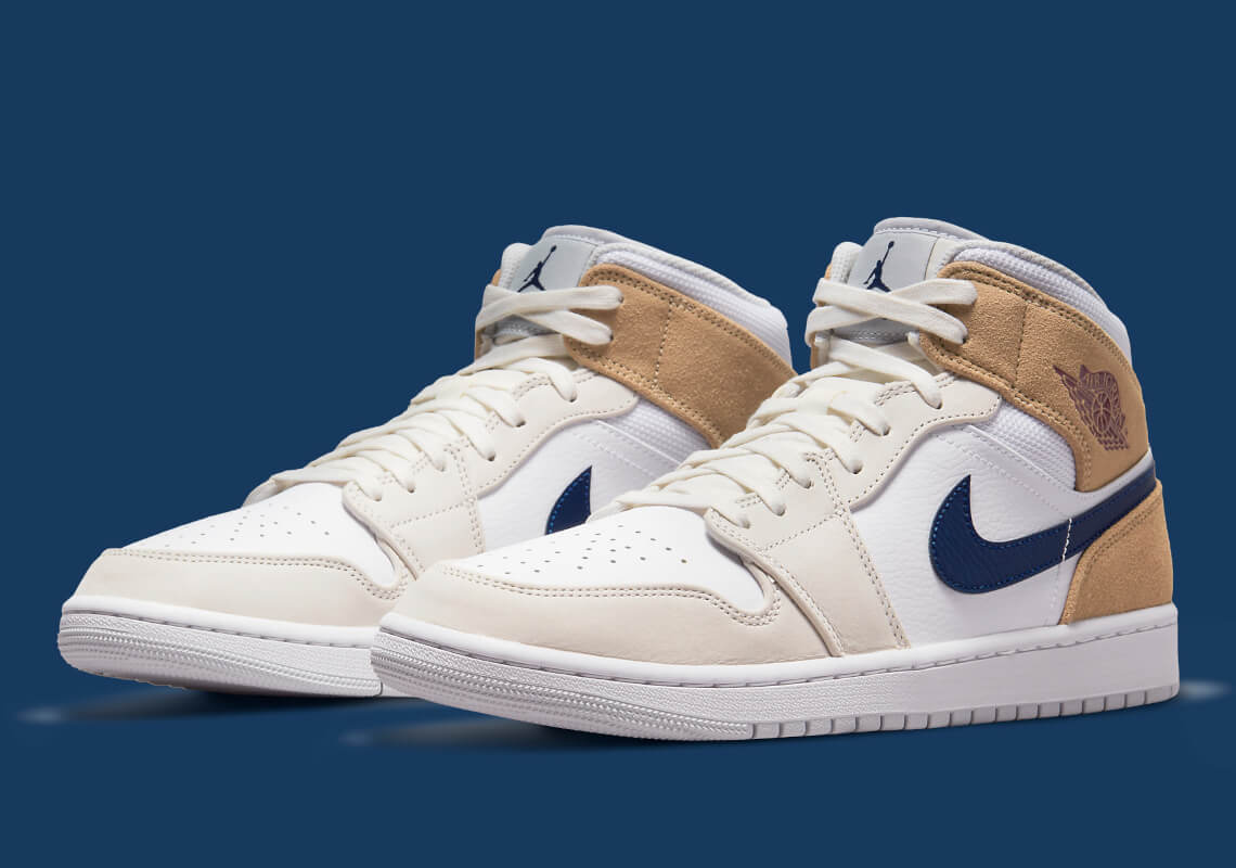 🥇 Sneakers Air Jordan 1 mid White tan navy 2021 | zapatillasysneakers.com