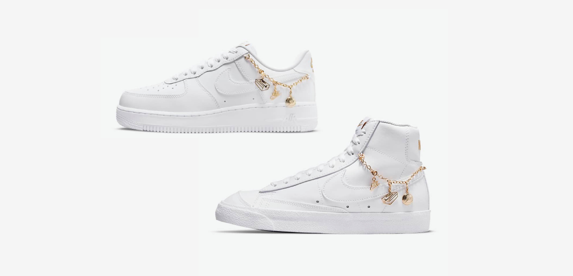 Nike blancas deals con dorado