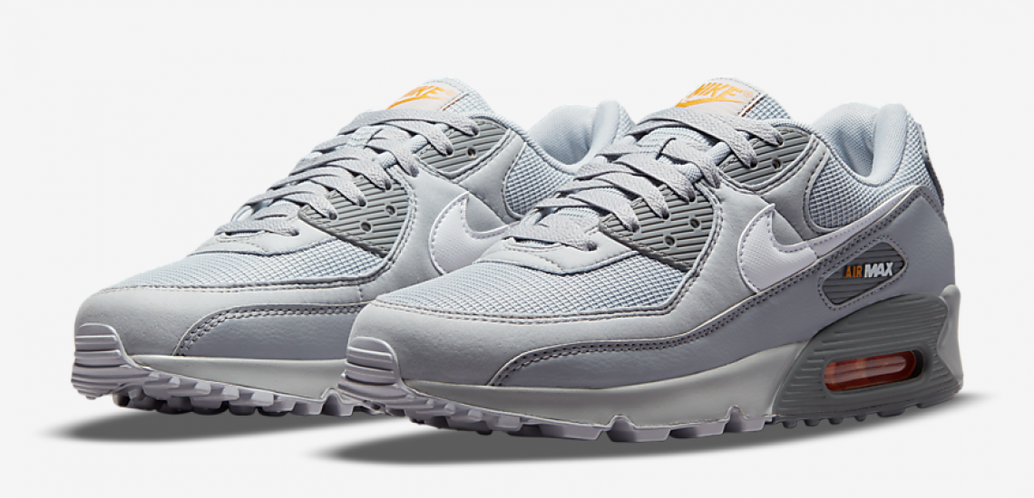 Nike Air Max 90 Wolf Grey Kumquat Cool Grey White Nike Air Max 90 Wolf Grey Kumquat Cool Grey White