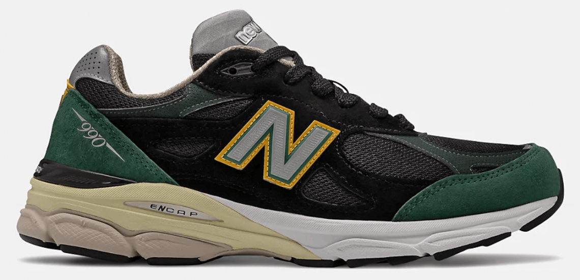 zapatillas New Balance Made in USA 990v3 Black Green Yellow